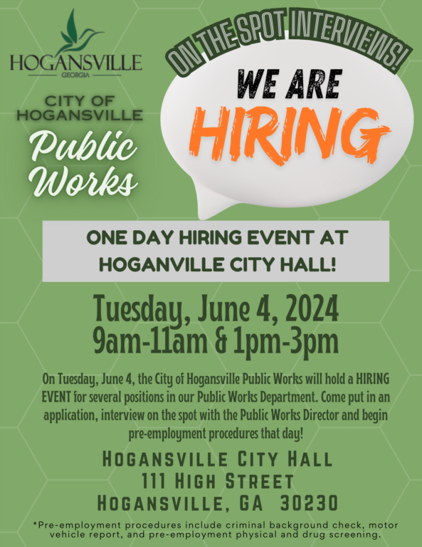 City of Hogansville Public Works Hiring Event